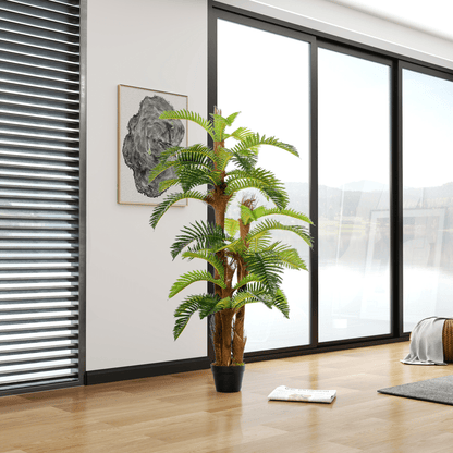 Realistic 150cm Artificial Fern Tree with 36 Leaves & Cement Pot - No Upkeep! - plants - express.com