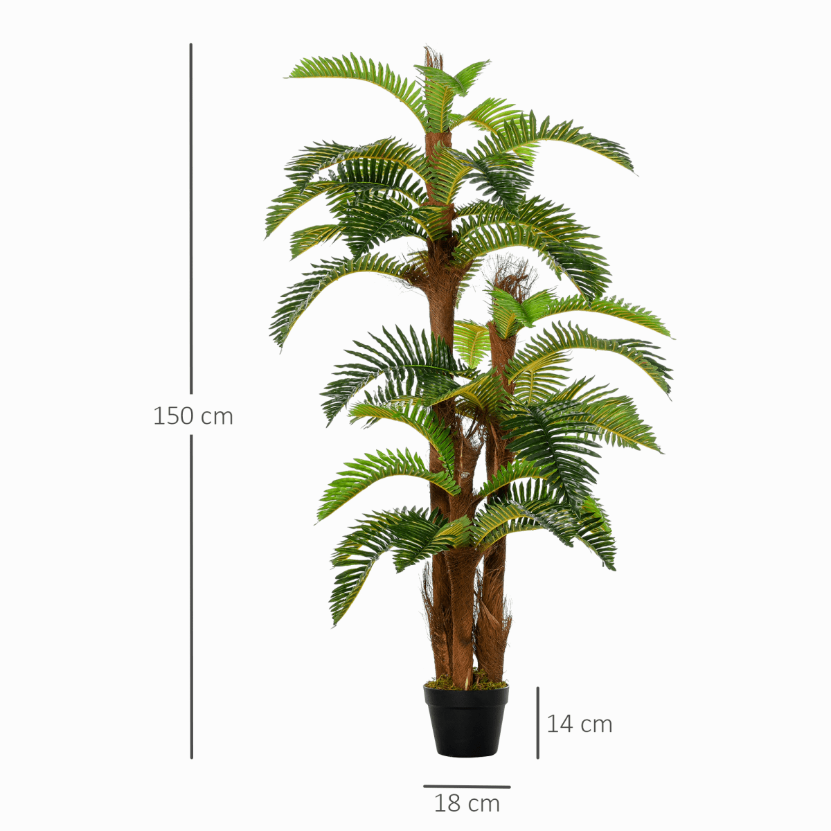 Realistic 150cm Artificial Fern Tree with 36 Leaves & Cement Pot - No Upkeep! - plants - express.com