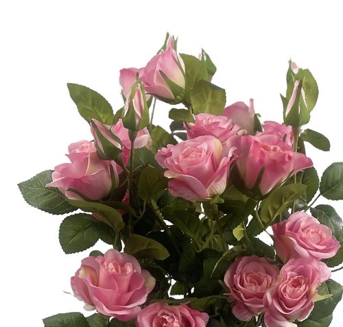 Realistic 60cm Premium Pink Silk Rose Bush with Flexible Stems - Botanik UK - plants - express.com