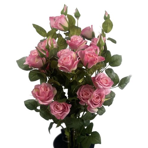 Realistic 60cm Premium Pink Silk Rose Bush with Flexible Stems - Botanik UK - plants - express.com