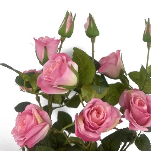 Realistic 60cm Premium Pink Silk Rose Bush with Flexible Stems - Botanik UK - plants - express.com