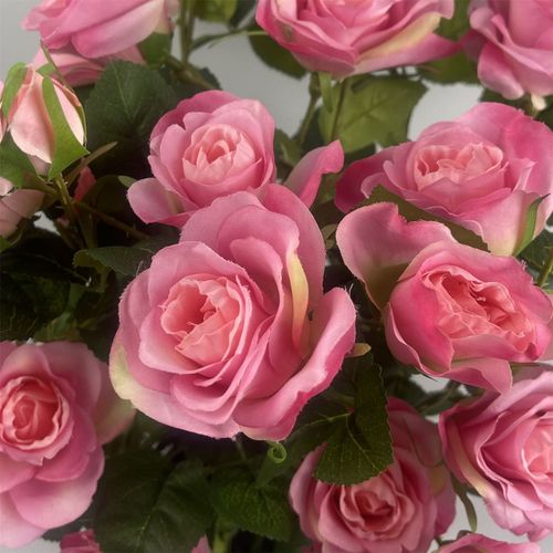 Realistic 60cm Premium Pink Silk Rose Bush with Flexible Stems - Botanik UK - plants - express.com