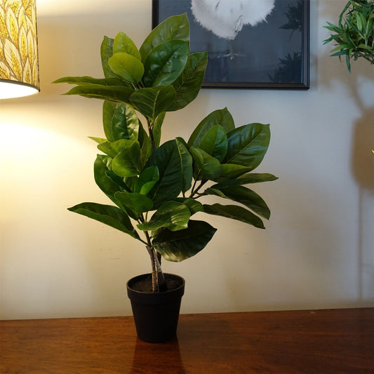 Realistic 65cm Artificial Rubber Plant in Stylish Black Pot - plants - express.com