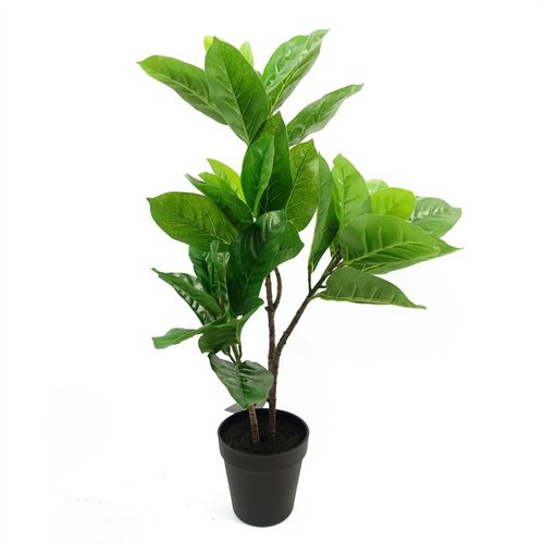 Realistic 65cm Artificial Rubber Plant in Stylish Black Pot - plants - express.com