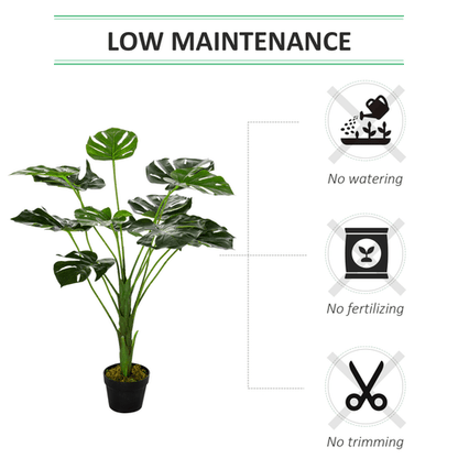Realistic Artificial Monstera Tree - 13 Leaves in Stylish Cement Pot - plants - express.com