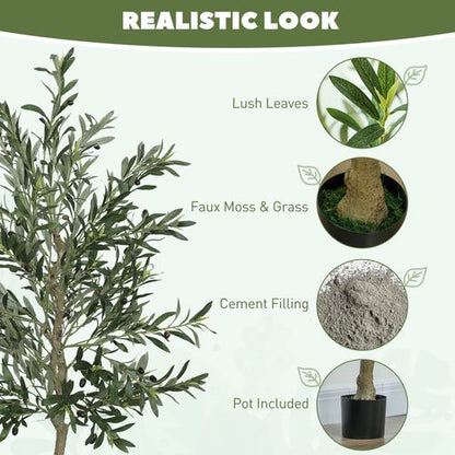 Realistic HOMCOM Faux Olive Tree - Lifelike Potted Silk Plant for Effortless Elegance - plants - express.com