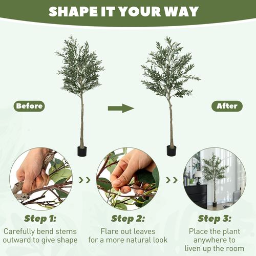 Realistic HOMCOM Faux Olive Tree - Lifelike Potted Silk Plant for Effortless Elegance - plants - express.com