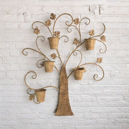 Rustic 120CM Tree Wall Planter - Antique Metal Mirror with Plant Holders - plants - express.com