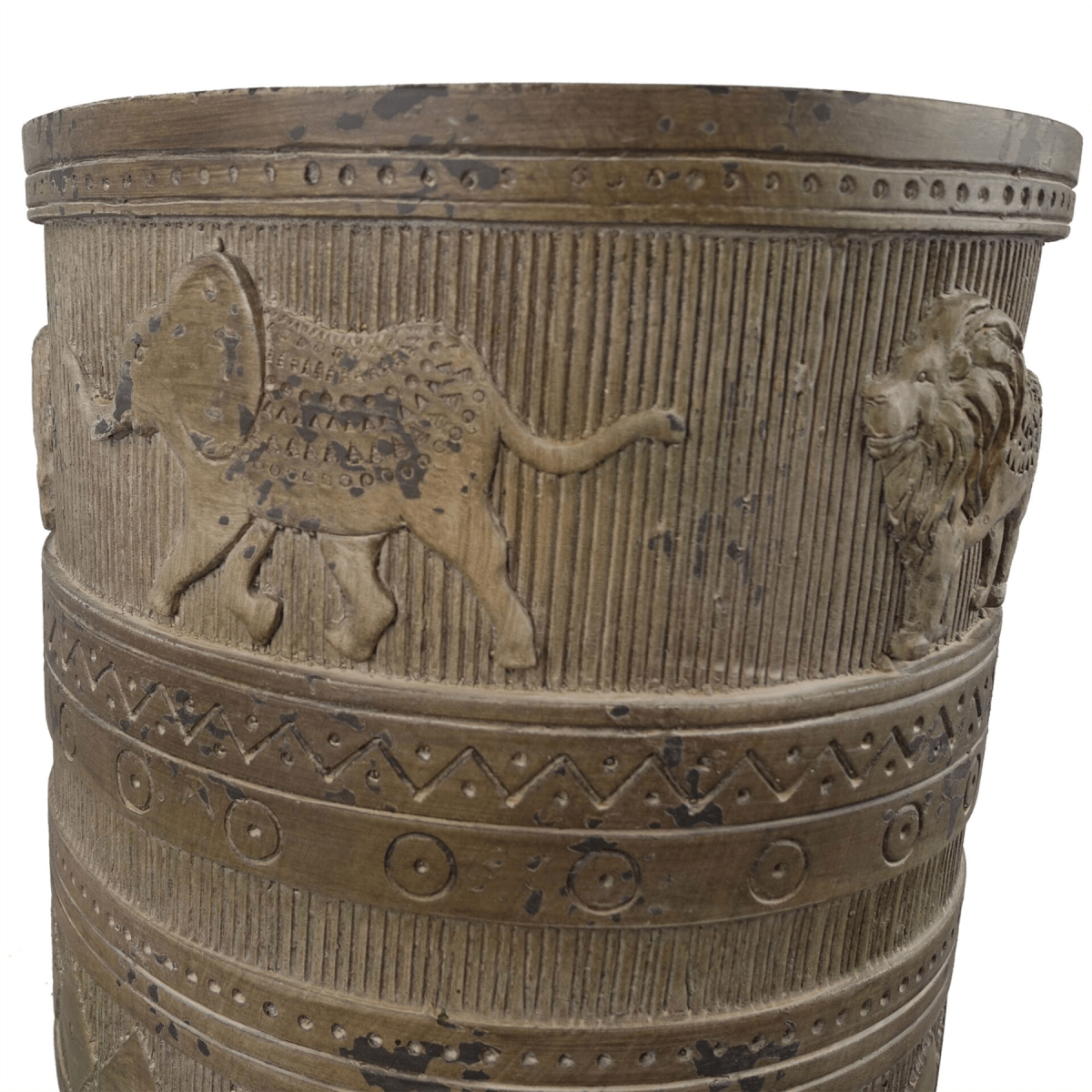 Rustic 55cm Jungle Planter with Embossed Lion & Elephant - Indoor/Outdoor Use - plants - express.com