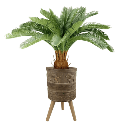 Rustic 55cm Jungle Planter with Embossed Lion & Elephant - Indoor/Outdoor Use - plants - express.com