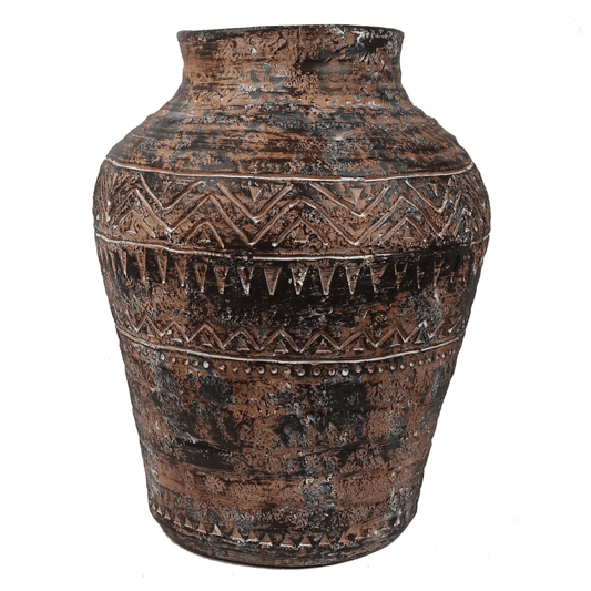 Rustic Aztec 40cm Textured Plant Pot - Stylish Indoor/Outdoor Planter - plants - express.com