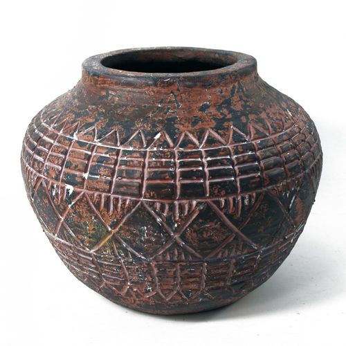 Rustic Aztec Design Large 23cm x 30cm Fibreglass Planter for Indoor & Outdoor Use - plants - express.com
