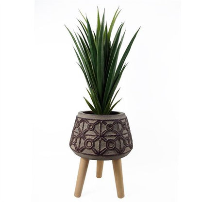 Rustic Charm: 36cm Large Rope Effect Fibreglass Composite Planter - plants - express.com