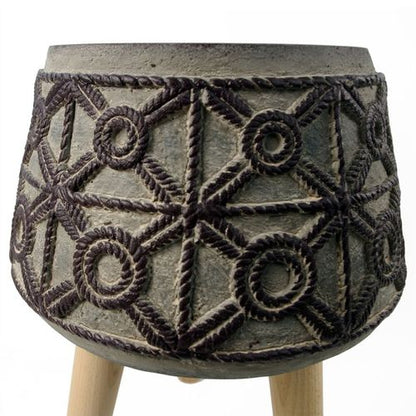 Rustic Charm: 36cm Large Rope Effect Fibreglass Composite Planter - plants - express.com