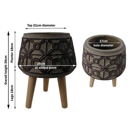 Rustic Charm: 36cm Large Rope Effect Fibreglass Composite Planter - plants - express.com