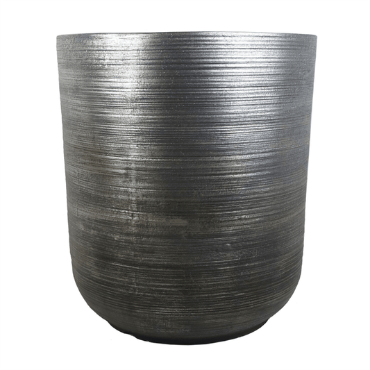 Rustic Coya Silver Ridged Large Planter | 39cm x 33cm | Indoor/Outdoor Charm - plants - express.com