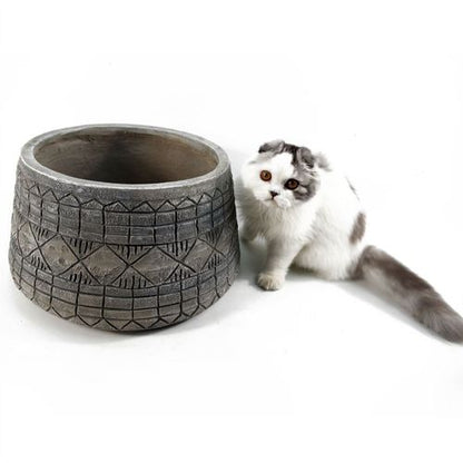 Rustic Elegance: 22cm x 37cm Grey Gliese Embossed Fibreglass Planter - plants - express.com