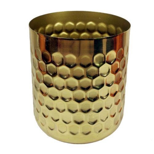Rustic Gold Honeycomb Metal Planter - Unique Handmade Indoor Decor - plants - express.com