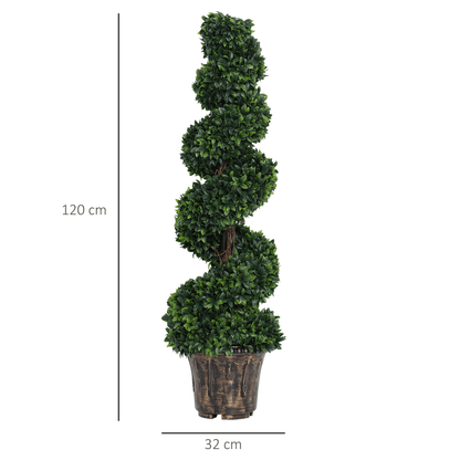 Set of 2 Elegant Artificial Boxwood Spiral Topiary Trees - Easy Care Decor - plants - express.com