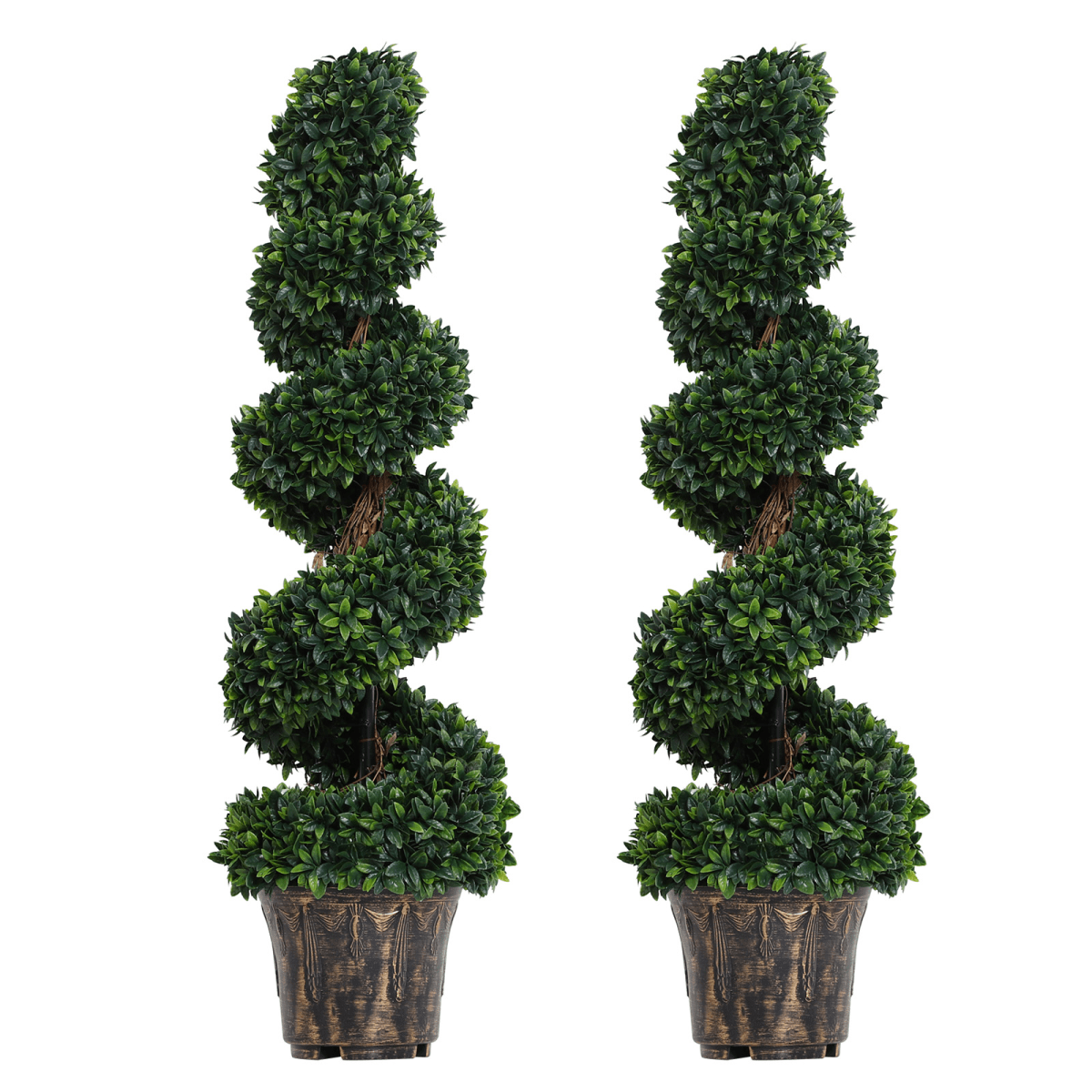 Set of 2 Elegant Artificial Boxwood Spiral Topiary Trees - Easy Care Decor - plants - express.com