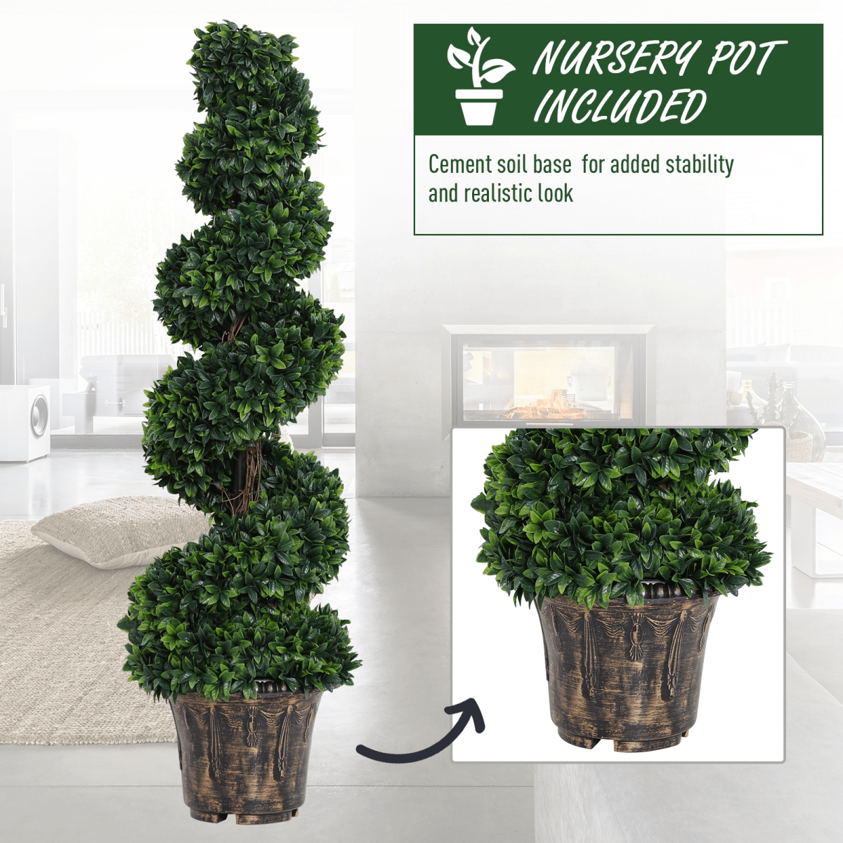 Set of 2 Elegant Artificial Boxwood Spiral Topiary Trees - Easy Care Decor - plants - express.com