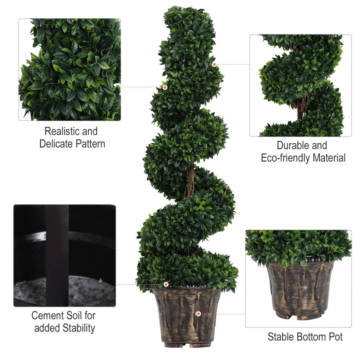 Set of 2 Elegant Artificial Boxwood Spiral Topiary Trees - Easy Care Decor - plants - express.com