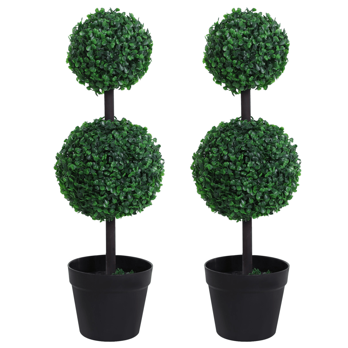 Set of 2 Green Artificial Boxwood Ball Topiaries – Effortless Indoor Charm - plants - express.com
