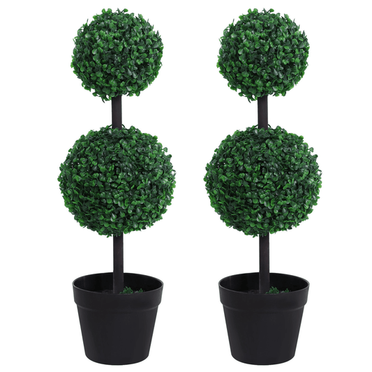 Set of 2 Green Artificial Boxwood Ball Topiaries – Effortless Indoor Charm - plants - express.com