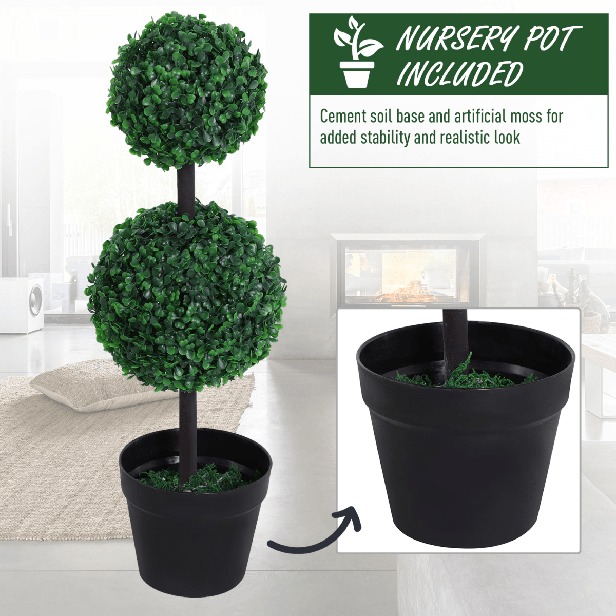 Set of 2 Green Artificial Boxwood Ball Topiaries – Effortless Indoor Charm - plants - express.com