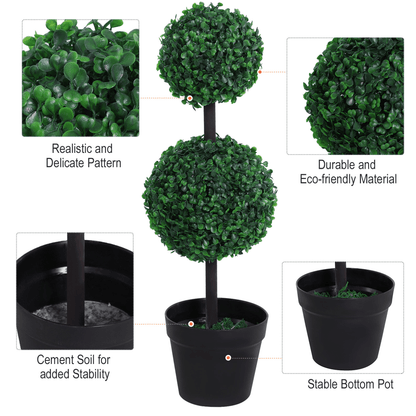 Set of 2 Green Artificial Boxwood Ball Topiaries – Effortless Indoor Charm - plants - express.com