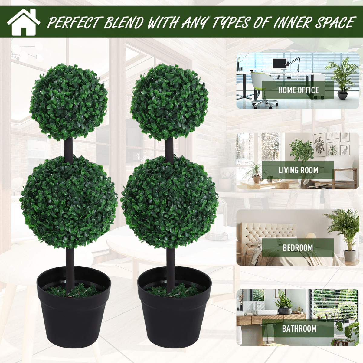 Set of 2 Green Artificial Boxwood Ball Topiaries – Effortless Indoor Charm - plants - express.com