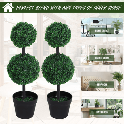 Set of 2 Green Artificial Boxwood Ball Topiaries – Effortless Indoor Charm - plants - express.com
