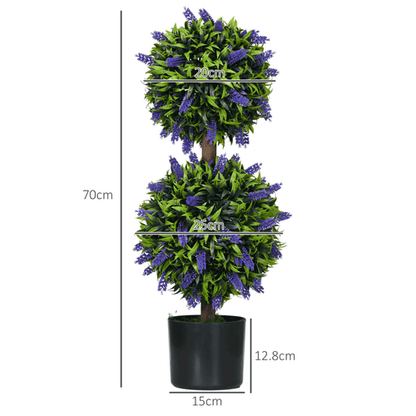 Set of 2 HOMCOM Faux Lavender Ball Trees in Cement Pots - Effortless Elegance! - plants - express.com