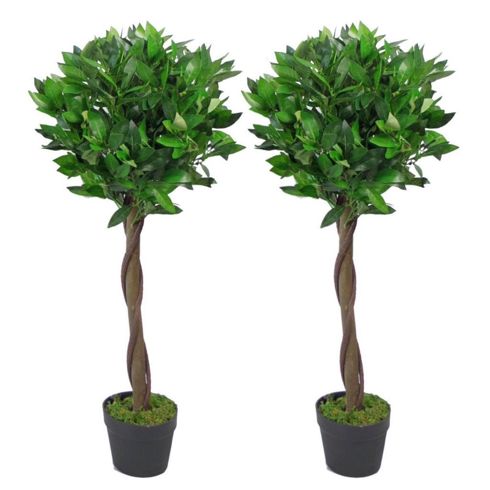 Set of 2 Luxurious 90cm Artificial Bay Topiary Ball Trees - Perfect Faux Foliage! - plants - express.com