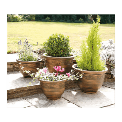 Set of 4 Antique Bronze Wenlock Planters for Timeless Garden Elegance - plants - express.com