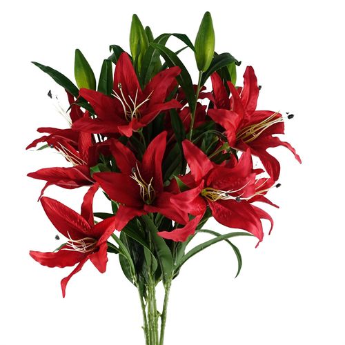 Set of 6 100cm Red Silk Lily Stems - Stunning Decor & Arranging Possibilities - plants - express.com