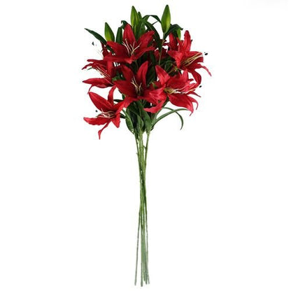 Set of 6 100cm Red Silk Lily Stems - Stunning Decor & Arranging Possibilities - plants - express.com