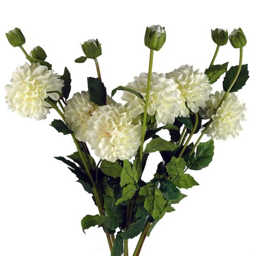 Set of 6 Cream Artificial Dahlia PomPom Stems for Stunning Floral Arrangements - plants - express.com