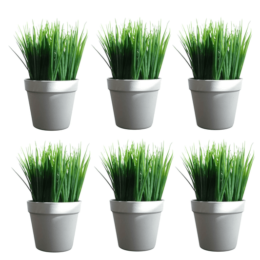 Set of 6 Lifelike 22cm Artificial Grass Plants – Effortless Green Décor! - plants - express.com