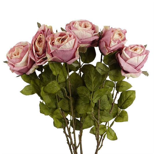 Set of 6 Realistic 70cm Light Pink Silk Roses - Perfect for Elegant Arrangements - plants - express.com