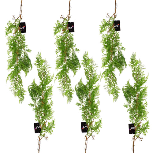 Set of 6 Stunning 100cm Artificial Hanging Maidenhair Ferns in Dark Green - plants - express.com