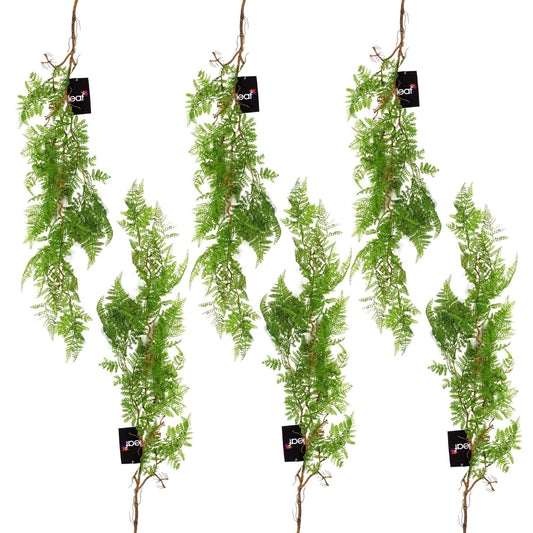Set of 6 Stunning 100cm Artificial Hanging Maidenhair Ferns in Dark Green - plants - express.com