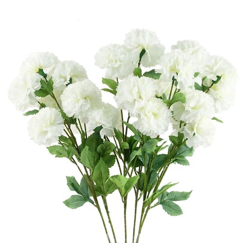 Set of 6 White Silk Carnation Stems - Elegant Artificial Floral Arrangements - plants - express.com