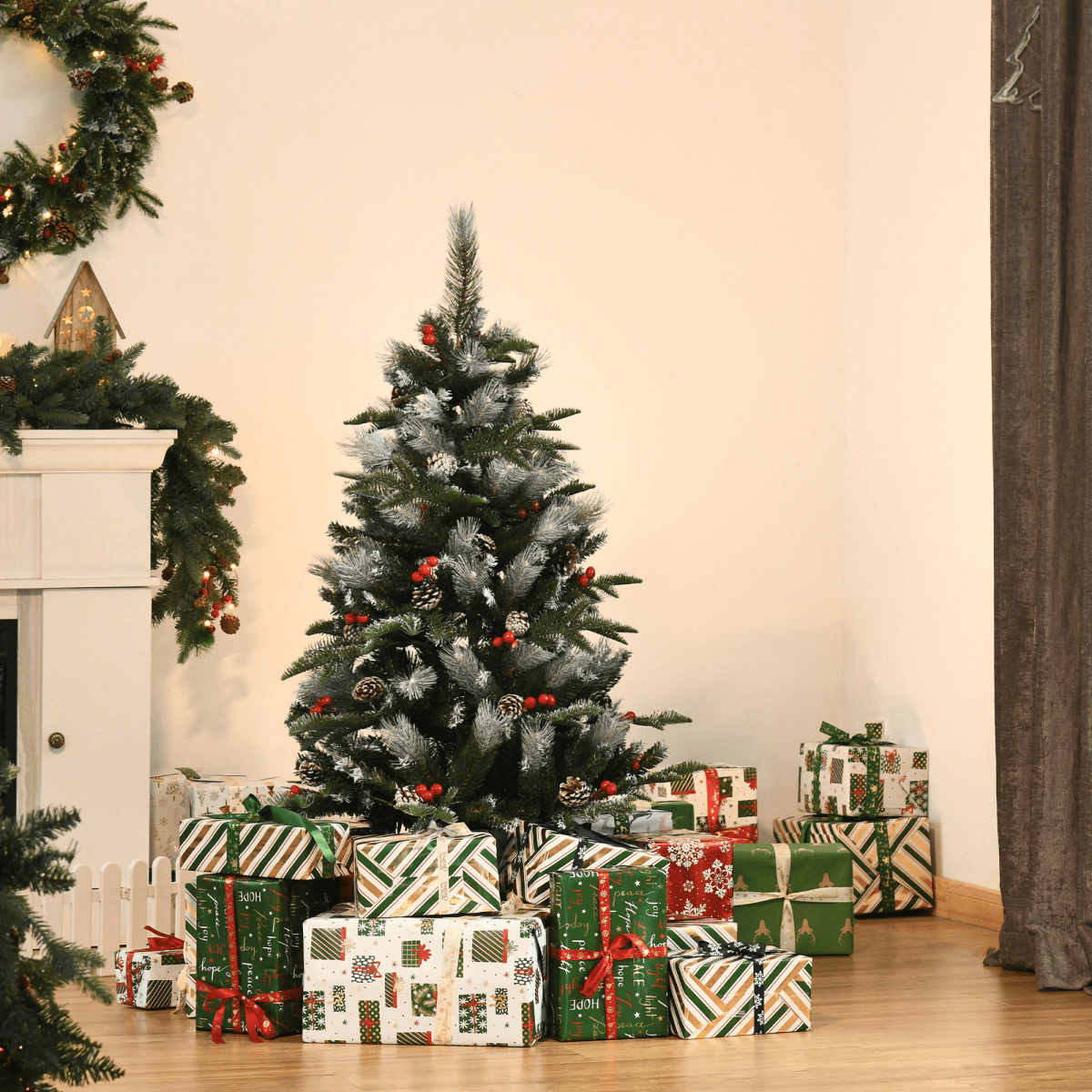 Snow - Dipped 4FT Christmas Tree with Berries & Pinecones - Festive & Foldable! - plants - express.com