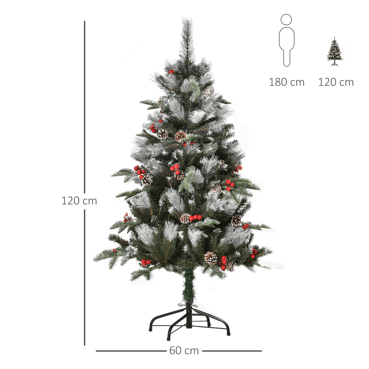 Snow - Dipped 4FT Christmas Tree with Berries & Pinecones - Festive & Foldable! - plants - express.com