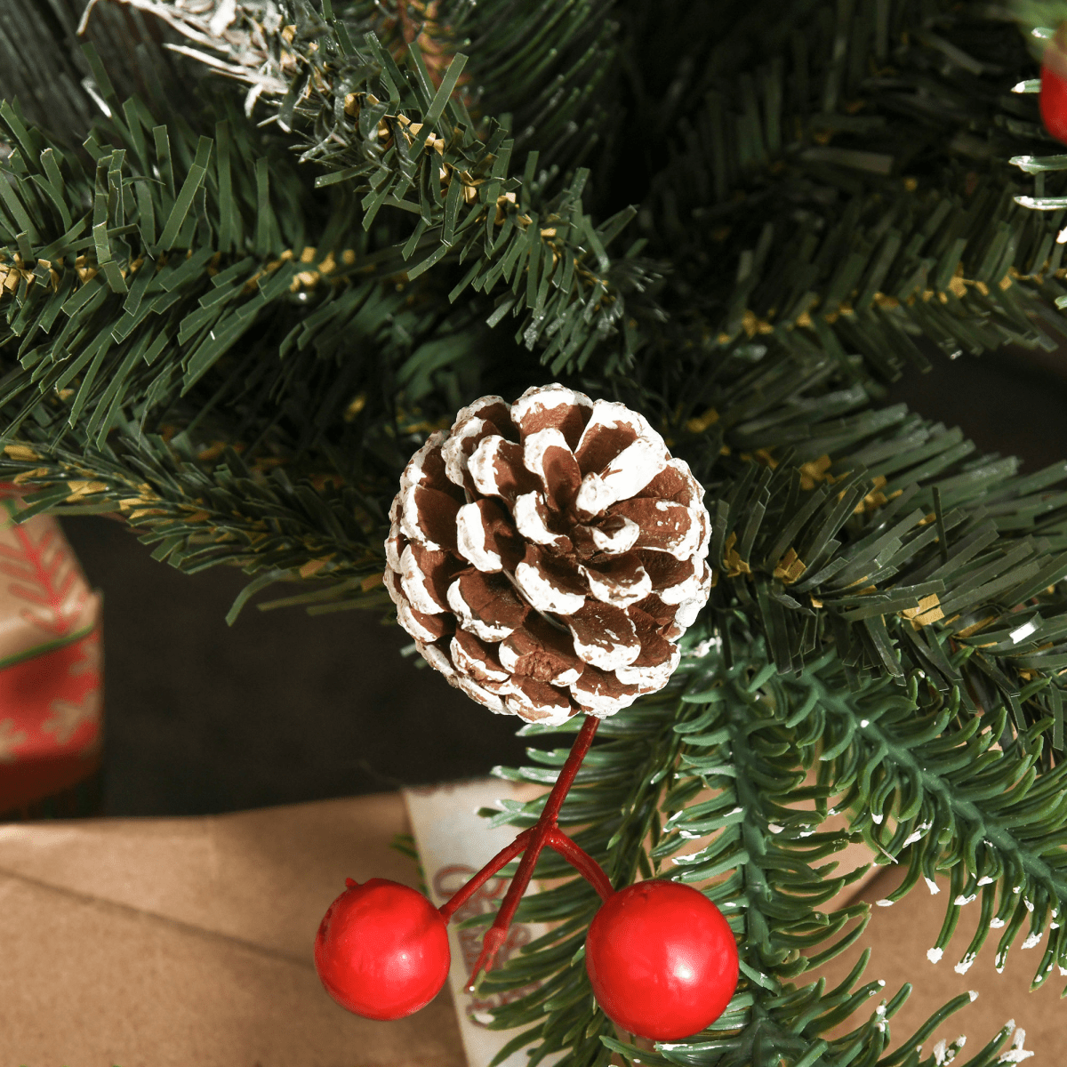 Snow - Dipped 4FT Christmas Tree with Berries & Pinecones - Festive & Foldable! - plants - express.com