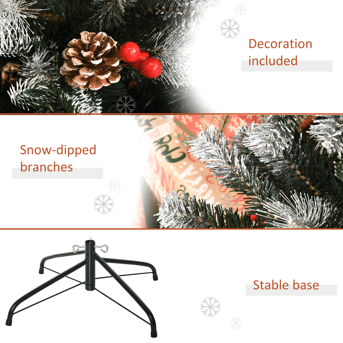 Snowy Elegance: 6FT Foldable Artificial Christmas Tree with Berries & Pinecones - plants - express.com