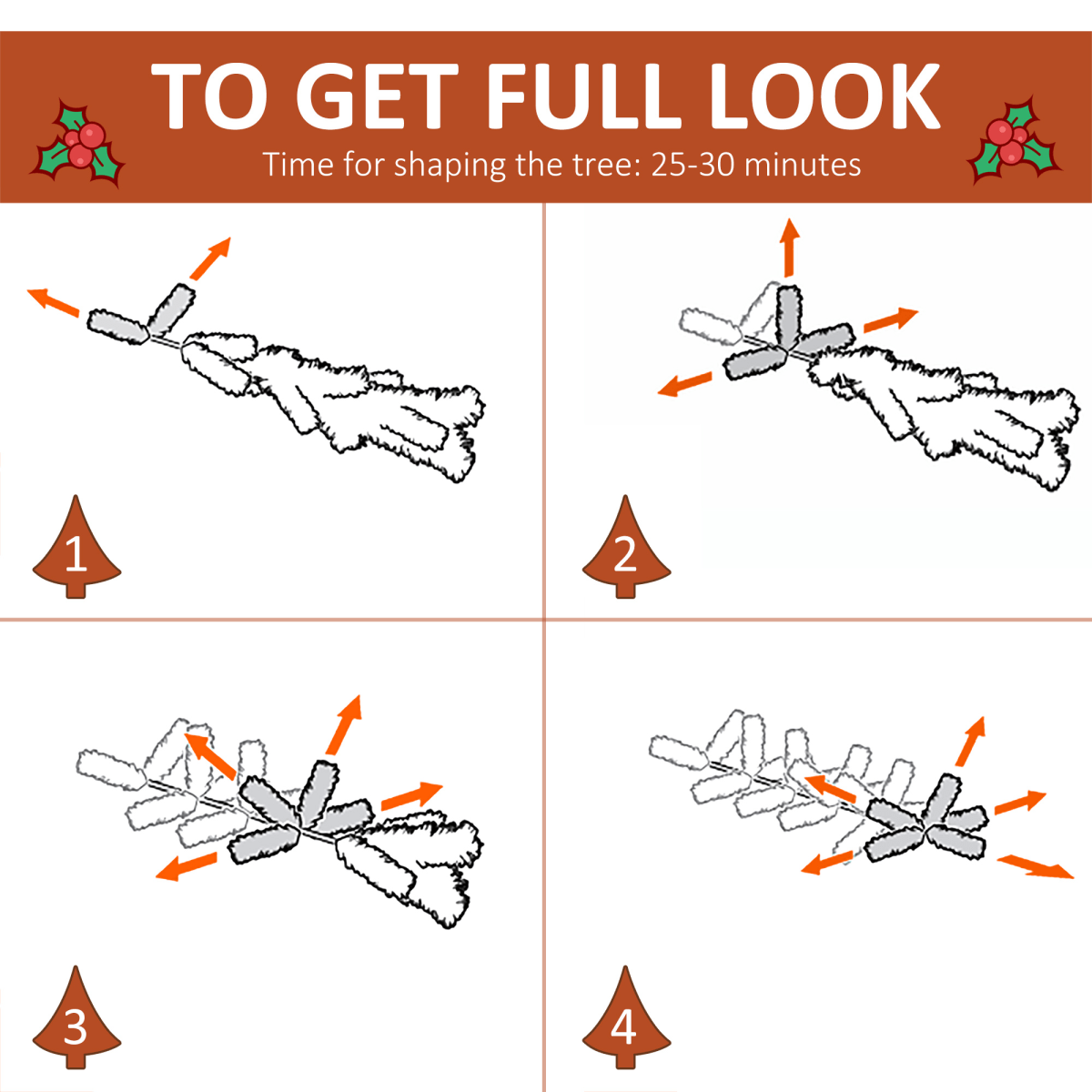 Snowy Elegance: 6FT Foldable Artificial Christmas Tree with Berries & Pinecones - plants - express.com