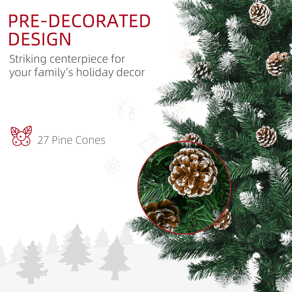 Sparkling 5' Snowy Pine Cone Artificial Christmas Tree for Festive Home Decor - plants - express.com