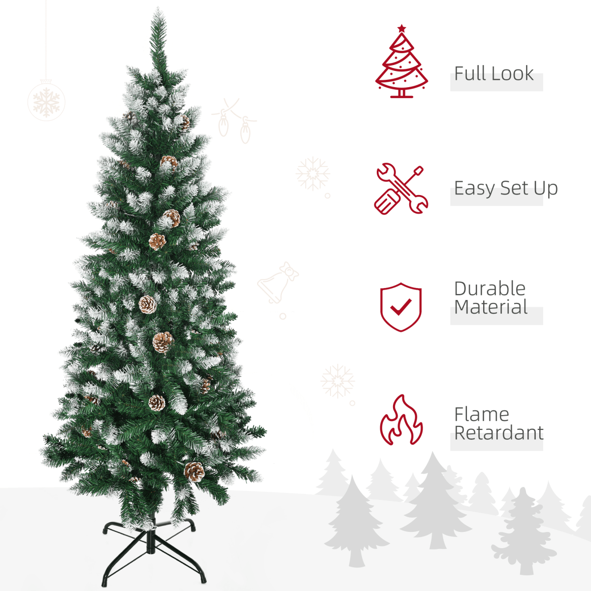 Sparkling 5' Snowy Pine Cone Artificial Christmas Tree for Festive Home Decor - plants - express.com